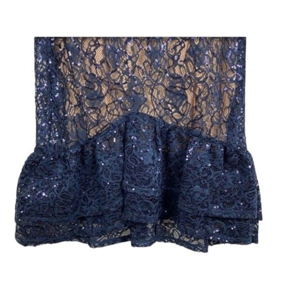 NWT Marina Blue Lace Sequin 3/4 Sleeve Shift Dress Size 8 - Picture 9 of 13